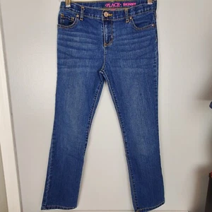 Girls Children's Place Skinny Jeans Sz 12 Adjustable Waist Distressed Style EUC - Picture 1 of 8