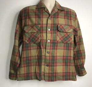 Vintage Mens Westley Long Sleeve Wool Shirt Plaid Flap Pockets Sz L, Pre-owned - Picture 1 of 7