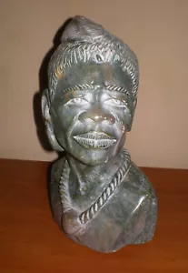Afrikanische Shona 10" Büste Skulptur aufwendig geschnitzt signiert vom Künstler Tandi 12 Pfund - Bild 1 von 15