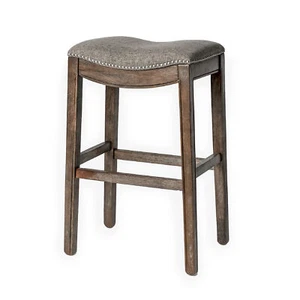 Maven Lane Adrien Saddle Backless Bar Height Stool, Weathered Grey (Open Box) - Picture 1 of 6