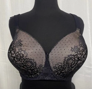 Vanity Fair Full Figure Padded Wirefree Bra 40D Lace Black  - Picture 1 of 7