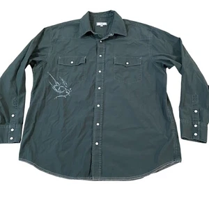 Old Navy Herren XL Western Hemd mit Vogel Stickerei & Perlen Druckknöpfen grün Baumwolle - Bild 1 von 6