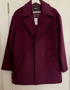 NWT EXPRESS Women's Elegant Cocoon Jacket Coat Peacoat Burgundy- Size S, Small - Picture 1 of 8