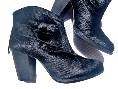 Ugg Womens Cowboy Ankle Boots Snakeskin Pattern Calf Hair Block Heel Boho Size 7 - Image 1 of 4