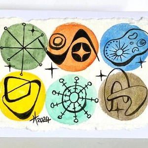 Retro Style Watercolor and Ink Art Handmade Original Blank Greeting Card - Picture 1 of 5