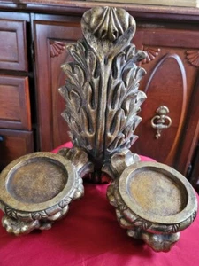Vintage Heavy Wall Hanging Candle Holder Large 11.5 in T x 10 in W Gold 6 lb - Picture 1 of 8