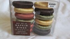 Fall Autumn Harvest Yarn Wrapped Napkin Rings Set of 12 Brown Yellow Red Green