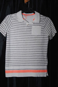 OSHKOSH B’Gosh Boys White Black Orange Stripes Polo Shirt Age 12 Years