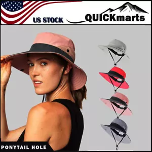 Women'S Sun Hat Ponytail Hole Sun Shade Hat UV Protection Foldable Bucket Hat - Picture 1 of 13