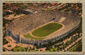 LOS ANGELES COLISEUM California Linen Postcard "Olympic Stadium" / 1942 Cancel - Imagen 1 de 2