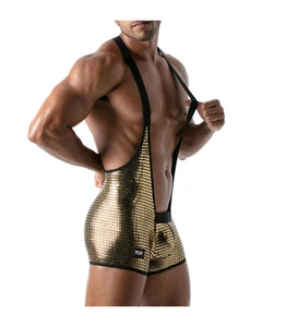TOF PARIS Star Singlet Bodysuit Figure-Hugging Fashion Glittery Gold 37 - Bild 1 von 6