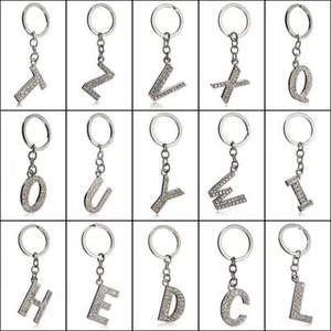A-Z Initials Letter Alphabet Keyring Diamante Key Ring Metal Key Chain - Picture 1 of 63