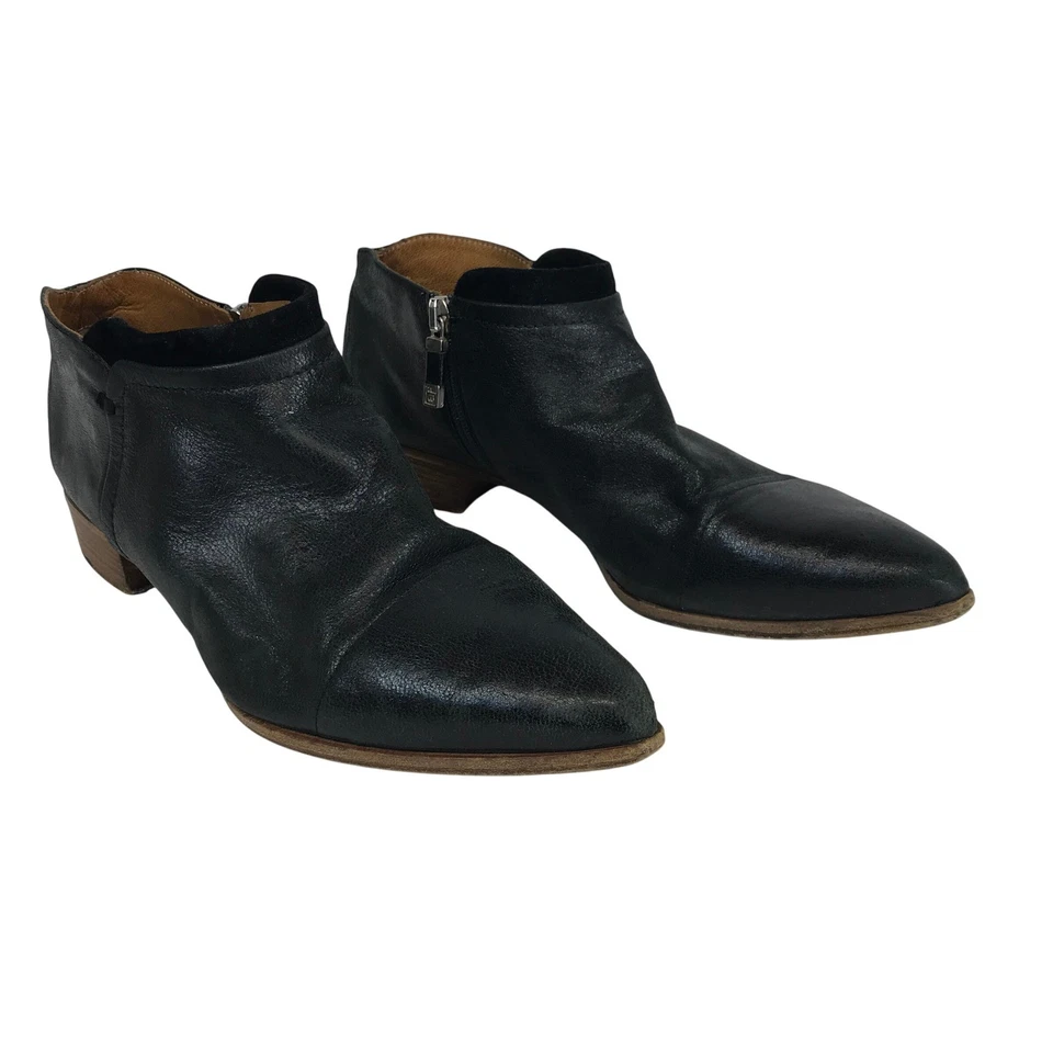 ALBERTO FERMANI Botines Cuero Negro Punta Cremallera Lateral Mujer Talla 39 Foto 1 de 4