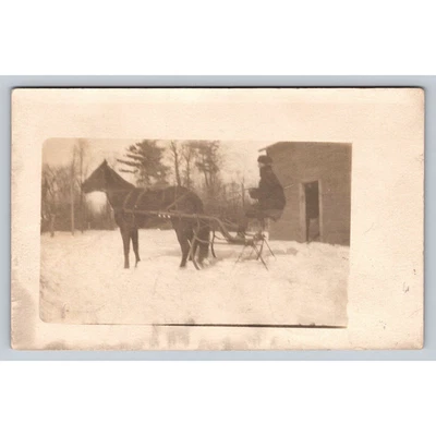 Foto antigua RPPC invierno ¿no es mi caballo bonito? Winooski Eva Meigs Vergennes VT Foto 1 de 2