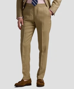Polo Ralph Lauren Mens Linen Suit Trousers in Khaki Size 40 X 34 - Picture 1 of 4