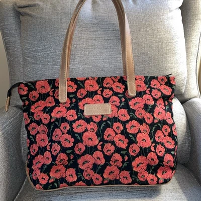 POPPIES TAPESTRY SHOPPING TOTE BAG, Made In France - Image 1 of 4