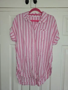NEXT PINK AND WHITE LINEN BLEND SHORT SLEEVE CASUAL SHIRT SIZE S - Picture 1 of 6
