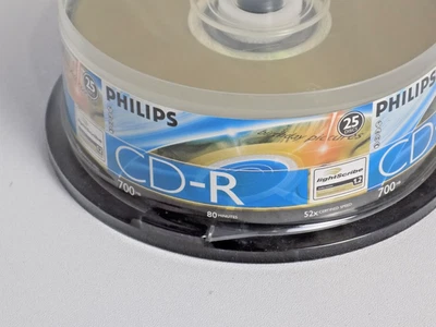 Philips CD-R 50 Disc Media 700MB 52X Speed 80min Set of 25, New Sealed - Image 1 of 3