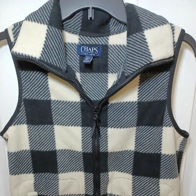 Chaleco polar a cuadros deportivo Chaps Buffalo para mujer talla pequeña  Foto 1 de 4