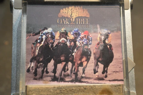 Encased Paperweight With Dirt From Santa Anita Racetrack Oak Tree Paperweight Cover