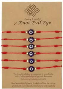 6 Stück 7 Knoten Evil Eye Schnur Armband Geflochtenes Seil Glück Schutz Armband - Bild 1 von 2