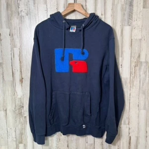 Vintage Russell Athletic Navy Blue Hoodie Sweatshirt Mens Size Large - Picture 1 of 6