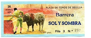 ENTRADA TOROS MAESTRANZA SEVILLA 26 ABRIL 1979 BARRERA SOL SOMBRA - FILA 3 Nº237 - Imagen 1 de 2