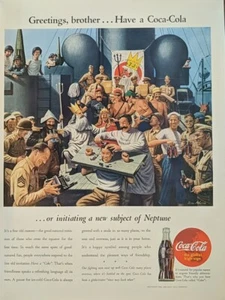 1945 Vintage Coca-Cola print World War 2 Navy, Sailor Celebrate - Picture 1 of 1