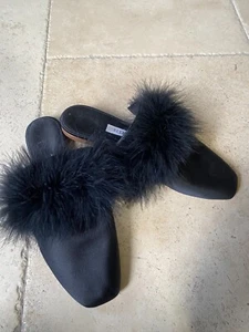 Sleeper Black Marabou Feather Manon Mule 40 / 9.5 Detachable Feather - Picture 1 of 4