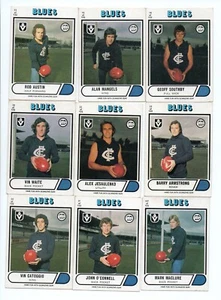 1976 Scanlens FULL Team Set CARLTON 12 Cards - Unmarked CHECKLIST - Picture 1 of 4