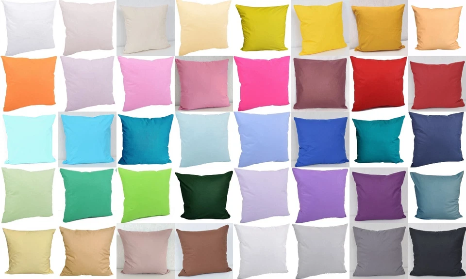 Kissenhülle Hülle Kissenbezug Bezug  100% Baumwolle 5 Maße 40 Farben einfarbig - Bild 1 von 1
