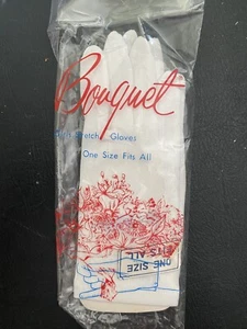 Vintage Boquet White Gloves Girls One Size Fits All Stretch New Condition Easter - Picture 1 of 2