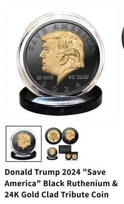 24 kt Gold Ruthenium  Donald Trump Half Dollar - Image 1 of 3