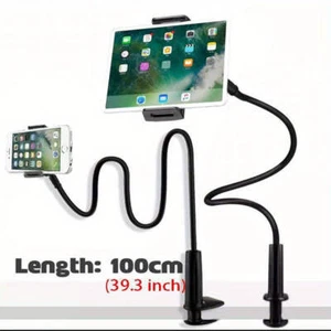 1pc Adjustable Phone Tablet Stand, 100cm Flexible Arm, 360° Rotating Double Clam - Picture 1 of 14