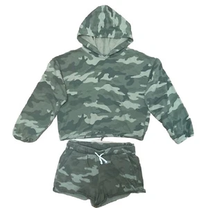 Old Navy Girls Camo Print 2-Piece Hoodie And Shorts Set SizeL(10-12) - Picture 1 of 1