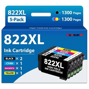 822XL Ink Cartridges 5-Pack Compatible for Epson WF-3820 WF-4820 WF-4830 Printer - Picture 1 of 9