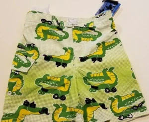 Toddler boys Joe Boxer Brand Green & White Aligator Swim Trunks Size 3T - Picture 1 of 3