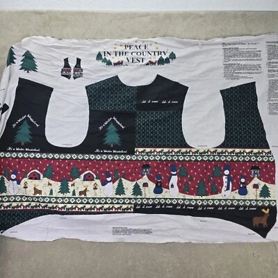 Peace in the Country Fabric Vest Cut & Sew Snowmen and Trees Holiday Vest 4 Size - Image 1 of 4