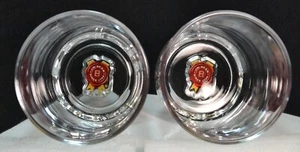 Jim Beam Bourbon Whiskey Rocks Glasses 2 w/Red Ribbon Emblem & Drink Smart Etch - Picture 1 of 10
