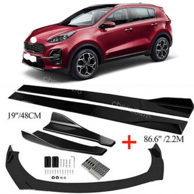 Front Bumper Lip Spoiler Side Skirt For Kia Sportage Body Kit Gloss Black Foto 1 de 4