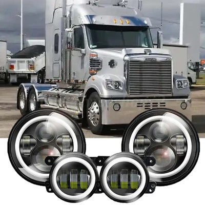 For Freightliner Coronado 7inch Round LED Headlights + 4inch LED Fog Light Combo - Image 1 of 4