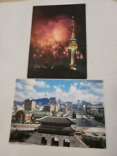 Vtg 1980s South Korea Postcards (2) Seoul at Night and Sejongno Street D4