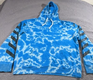 CARBON Men's X Large Blue Tie-Dye Pullover Hoodie Light Jacket Y2K Skater - Picture 1 of 9