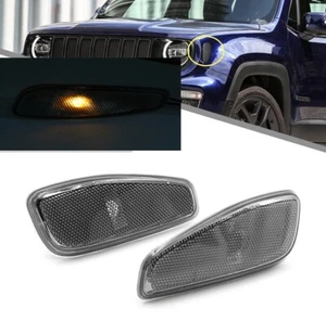 Smoke Front Turn Side Signals Lights Cover For Jeep Renegade Accessories 15-21 - Picture 1 of 12