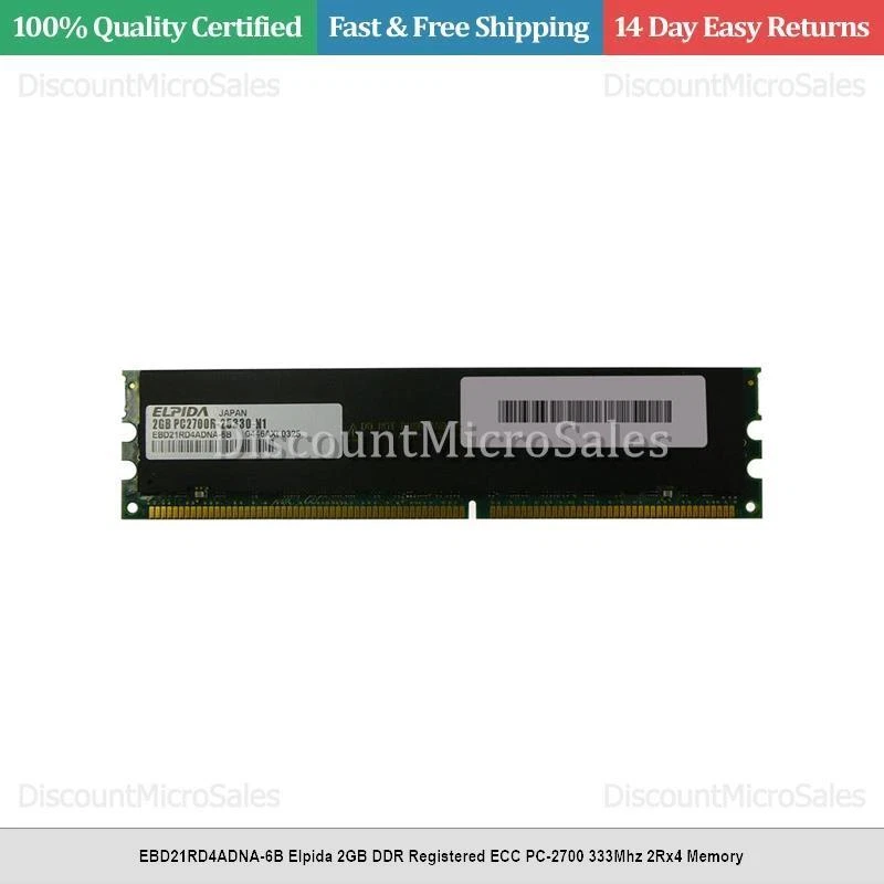 EBD21RD4ADNA-6B Elpida 2GB DDR Registered ECC PC-2700 333Mhz 2Rx4 Memory - Image 1 of 1