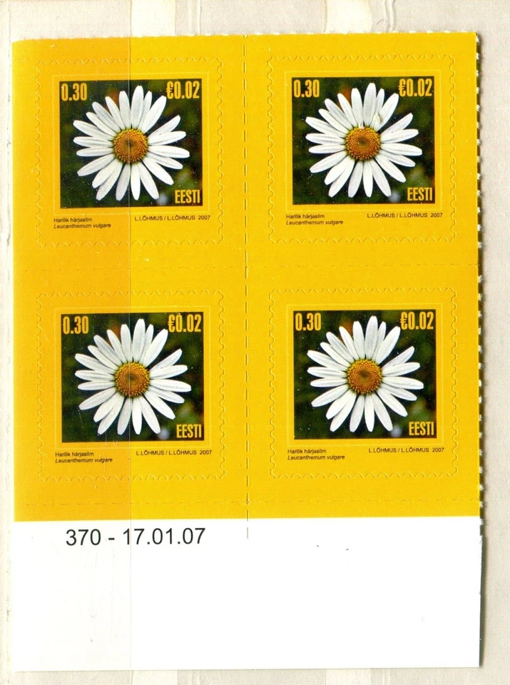 EST_370- 2007 Estonia ojo de buey margarita flores bloque flora mnh Foto 1 de 1