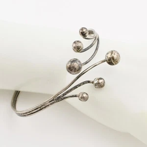 Vintage Taxco Sterling Silver Ball End Bangle Bracelet Modernist Brutalist - Picture 1 of 7