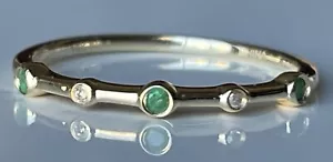 Anillo con acento esmeralda y diamante oro amarillo de 14 quilates talla 7 nuevo en caja - Imagen 1 de 7
