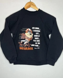 Vintage 90s Miami Hurricanes Taz Sweatshirt Warner Bros Looney Tunes Sz Kids M - Picture 1 of 4