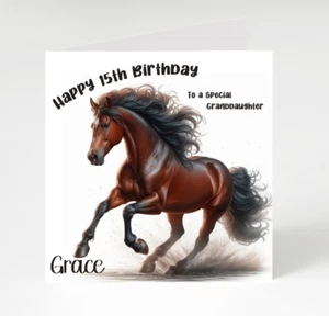 Tarjeta de cumpleaños de caballo personalizada, tarjeta de cumpleaños para mamá, nieta, amiga - Imagen 1 de 5